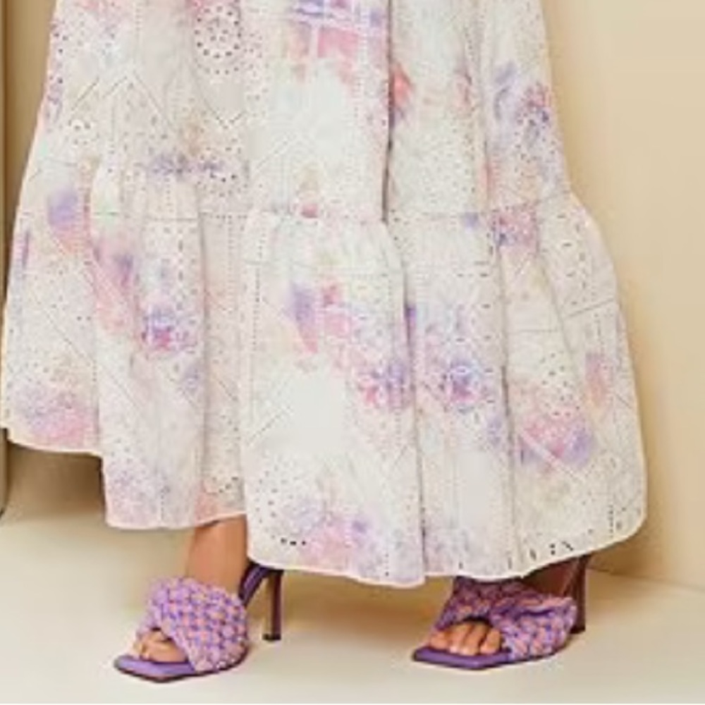 EUC GIANNI BINI bibby woven breaded cord purple square toe heels-worn once - Picture 5 of 10